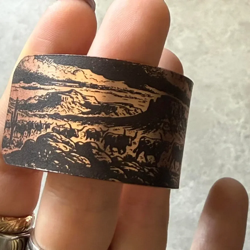 Copper etched cuff